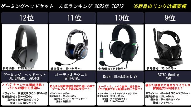 2022年【これはやばい！足音聞こえすぎ！】ゲーミングヘッドセット　人気ランキング　TOP１２