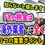 【FXの税金】知らないと損する、重要ポイント３つ【国内と海外業者の確定申告】スワップ金利とくりっく365とレバレッジ規制