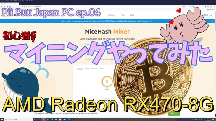 初心者がナイスハッシュ(nicehash)で仮想通貨のマイニング（mining）やってみたAMD Radeon RX470-8G #Bitcoin #mining　#ビットコイン
