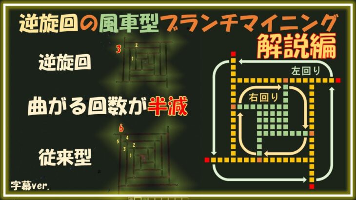 【曲がる回数が半減】逆旋回の風車型ブランチマイニング