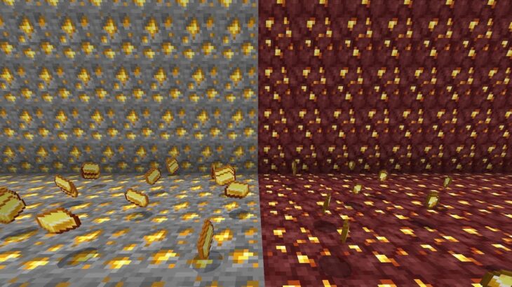 金を集めるならネザーとブランチマイニングどっちが効率いいの？【マイクラ】