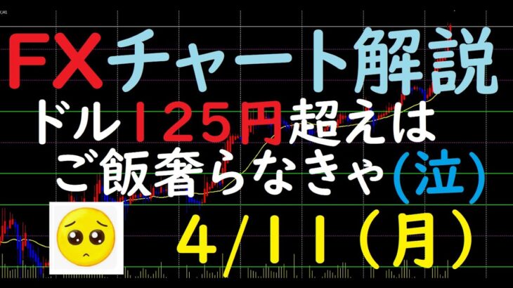 FXチャート解説 4/11（月）～ドル125円超えは ご飯奢らなきゃ～