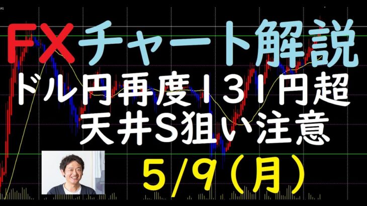 FXチャート解説 5/9（月）～ドル円再度131円超 天井S狙い注意～