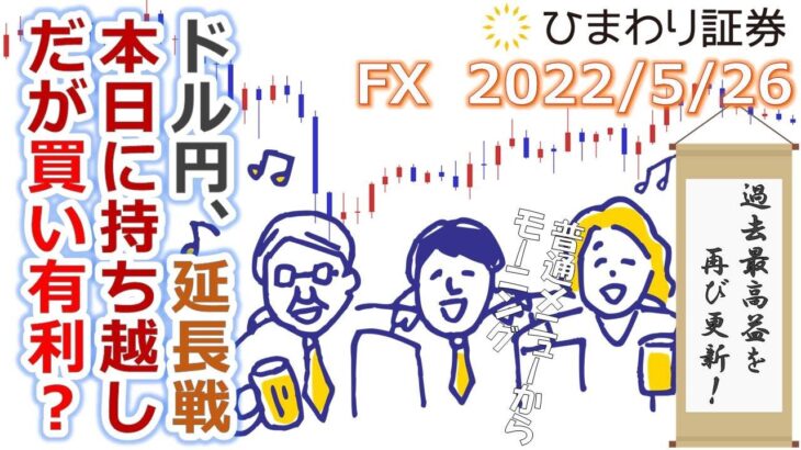 FX【ドル円予想】127円52銭の攻防は延長戦に突入！でも勝負は既についている!?その理由とは？【ローソク足トレード手法】2022年5月26日