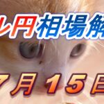 【TAKA FX】ドル円為替相場の前日の動きをチャートから解説。日経平均、NYダウ、金チャートも。7月15日