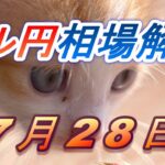 【TAKA FX】ドル円為替相場の前日の動きをチャートから解説。日経平均、NYダウ、金チャートも。7月28日