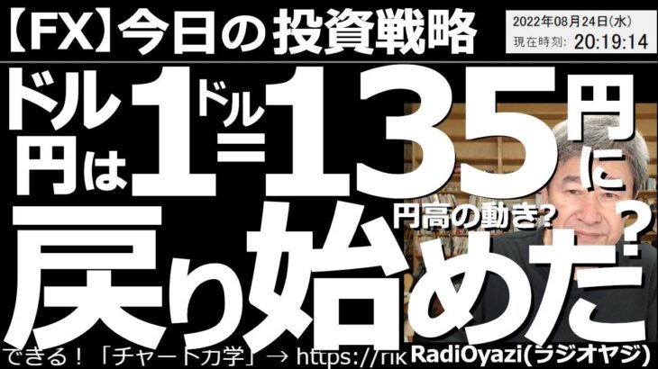 【為替(FX)－今日の投資戦略】米ドル円は１ドル＝135円に戻り始めた(円高の動き)？　137.70円付近まで上昇したあと、急落を見せたドル円。円高方向に動き始めたように見えるが、再上昇に注意が必要。