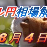 【TAKA FX】ドル円為替相場の前日の動きをチャートから解説。日経平均、NYダウ、金チャートも。8月4日
