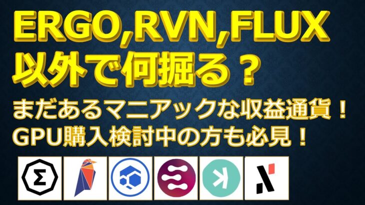 ERGO,RVN,FLUX以外で何掘る？まだあるマニアックな通貨！GPU購入検討中の方も必見！