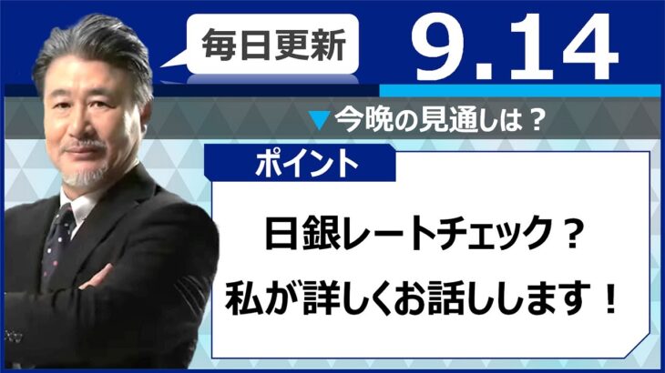 【FX｜今晩の見通し】日銀レートチェック？私が詳しくお話しします。2022年9月14日（水）