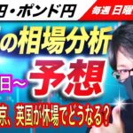 【来週のFX相場分析と予想】週明けは東京市場、イギリス市場が休場、値動きはあるのか？週明けの展開は？ドル円とポンド円来週の反発ポイントを見極めろ（9月19日～9月23日分）