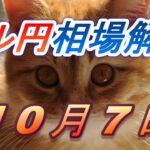 【TAKA FX】ドル円為替相場の前日の動きをチャートから解説。日経平均、NYダウ、金チャートも。10月7日