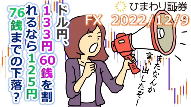 【ドル円予想★FX公開トレード】133円60銭を割れるなら125円76銭までの下落？目標値の根拠は計算値の重なりにあり【ローソク足トレード手法】2022年12月9日のチャート分析