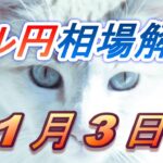 【TAKA FX】ドル円為替相場の前日の動きをチャートから解説。日経平均、NYダウ、金チャートも。1月3日