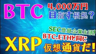 【仮想通貨】BTCが4000万円目指す！海外分析家の根拠！XRPは仮想通貨！SEC登録の投資顧問会社が主張していた！世界の最新仮想通貨ニュースをタイムリーに配信！　#仮想通貨,#BTC,# XRP,