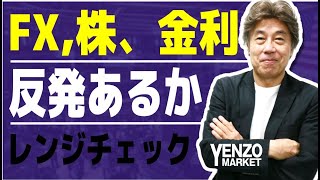 FX,株、金利、商品の先週の動きから来週を読む、それぞれのレンジ分析、定点観測、レンジの端に到達、ブレークか反転か