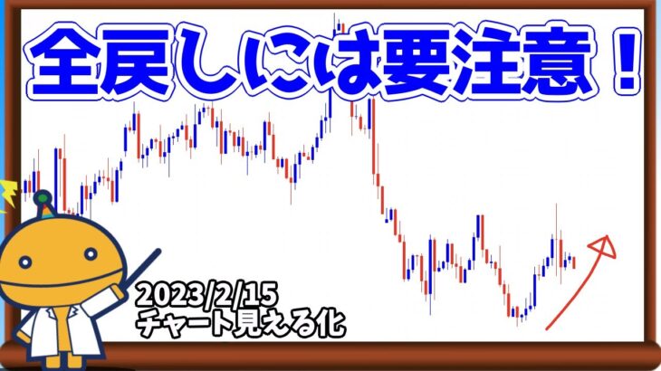 甘く見てるとFXでよく負けるパターン【日刊チャート見える化2023/2/15(ドル円、ポンド円、ユーロドル、ポンドドル、ゴールド等)【FX見える化labo】