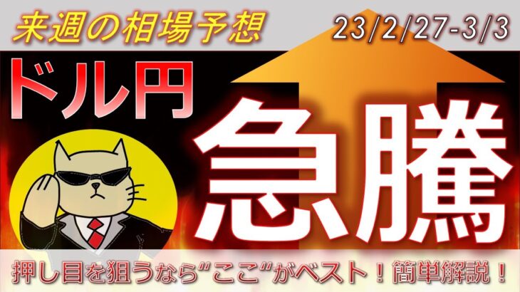 【ドル円最新予想】ドル円急騰！押し目買いを狙うならこのタイミング！簡単解説！来週の為替相場予想と投資戦略！ISM・消費者信頼感・所信聴取・東京CPIにも注目！(23/2/27週)【FX】