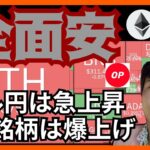 仮想通貨や株、全面安の理由。Optimism銘柄は爆上げ。