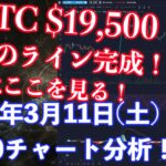 【社会人向け】【投資・暗号資産】2023年3月11日(土)19:00チャート分析！BTC19500ドルにライン完成！