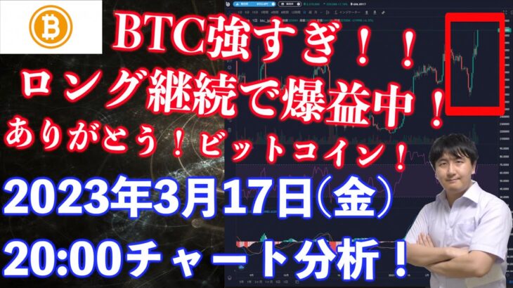 【社会人向け】【投資・暗号資産】2023年3月17日(金)20:00チャート分析！BTC強すぎる！