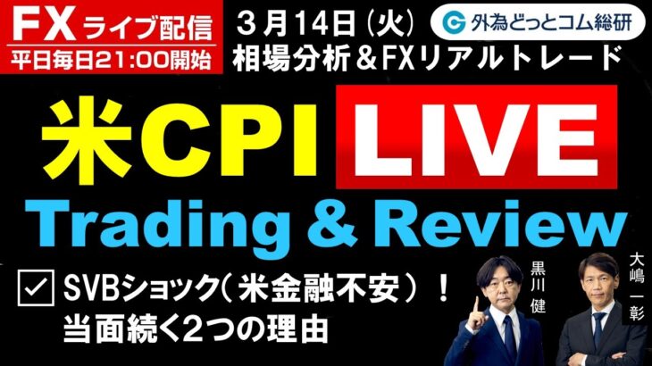 FX ライブ配信、SVBショック（米金融不安）！当面続く２つの理由、米CPIリアルタイム取引＆解説 (2023年3月14日)