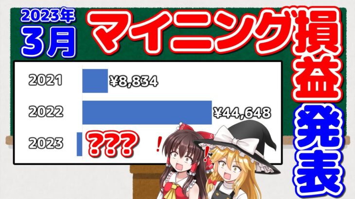 【ゆっくり解説】2023年3月と過去の3月のマイニング損益を比較した結果ｗｗｗ【マイニングはオワコン】