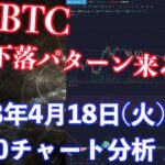 【社会人向け】【投資・暗号資産】2023年4月18日(火)17:00チャート分析！BTC鉄板下落パターンくるか？