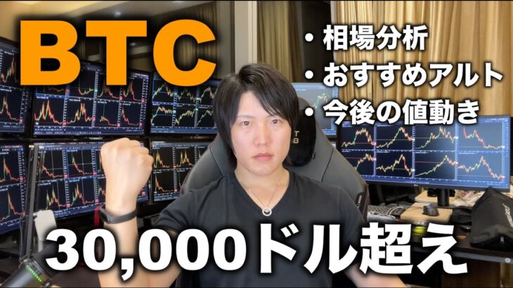ビットコイン30,000ドル超え！今後の値動き、おすすめコイン