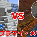 【マイクラ】メサ（荒野）が最適？序盤の最強ブランチマイニング・メサ（荒野）と山岳を比較検証してみました！【マイクラ統合版1.19.81】
