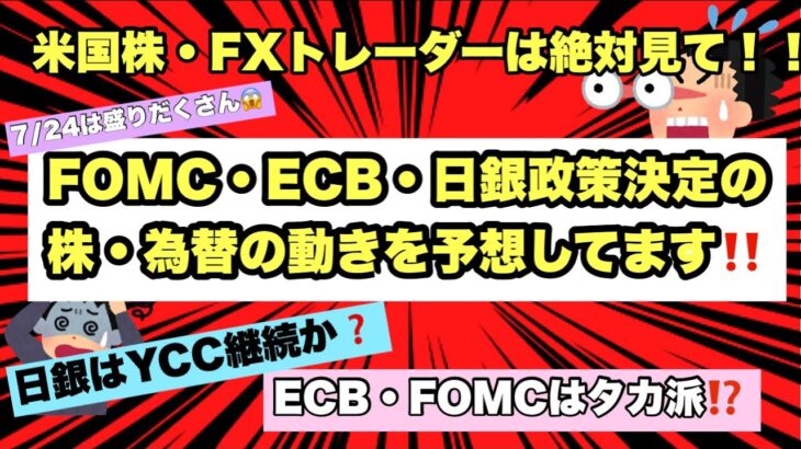 【超重要】米国株・FXトレーダーは絶対見て！FOMC.FCB.日銀政策金利決定会合後のメインシナリオとサブシナリオを解説してます！米国株は強気相場のまま上昇しそうな予感！ドル円は再度1ドル145円を？