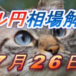 【TAKA FX】ドル円為替相場の前日の動きをチャートから解説。日経平均、NYダウ、金チャートも。7月26日