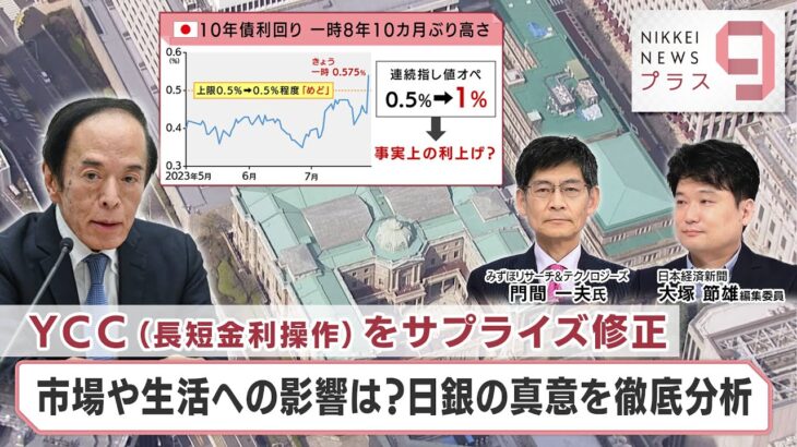 YCC(長短金利操作)をサプライズ修正 市場や生活への影響は？日銀の真意を徹底分析【日経プラス９】（2023年7月28日）
