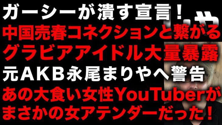 【ガーシー砲】グラビア業界が終わる！ガーシーが潰すと宣言の中国人アテンダークリスティンと関係あるグラビアアイドルを大量暴露　元AKB永尾まりやへ警告！　大食い女性YouTuberもまさか(TTMつよし