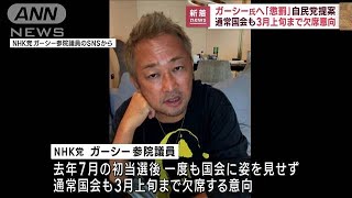 自民党　ガーシー氏への「懲罰」提案　通常国会も3月上旬まで欠席意向(2023年1月23日)