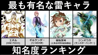 最も有名な雷キャラ知名度ランキング【アニメ・漫画・ゲーム比較】