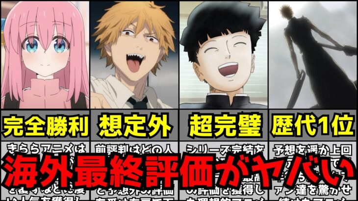 【衝撃】大豊作すぎて海外最終評価ランキングが史上稀に見る大混戦となる【2022秋アニメ】【水星の魔女、ぼっち・ざ・ろっく、スパイファミリー、BLEACH、チェンソーマン】【最終評価】