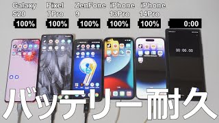 ZenFone 9 / Pixel 7 Pro / iPhone 13 Pro / iPhone 14 Pro / Galaxy S20バッテリー耐久テスト（Battery Test）