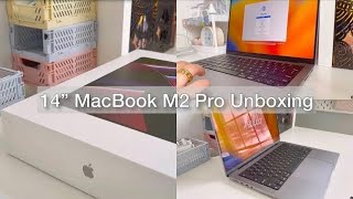 🍎 📦 Unboxing NEW M2 MacBook Pro 14″ 2023 | 🌸 Space Grey | 512GB