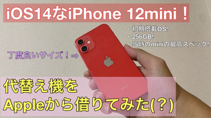 【初期搭載OS】iOS14の貴重なiPhone12miniをAppleから借りたので紹介！！(代替え機)