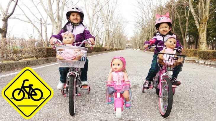謎の自転車娘に追い越された＞＜サイクリングで追いかけっこ遊び☆Little Mommy Bicycle doll himawari-CH