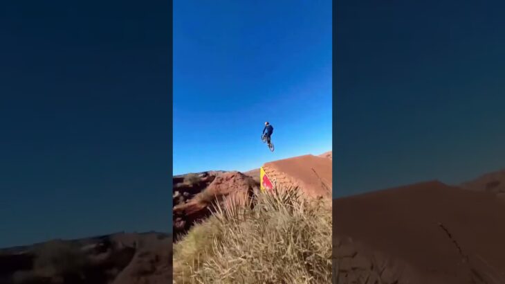 jumping over a canyon on a Mountain Bike 😧