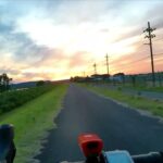 6月下旬の夕暮れの秋田サイクリングロードをロードバイクでライド