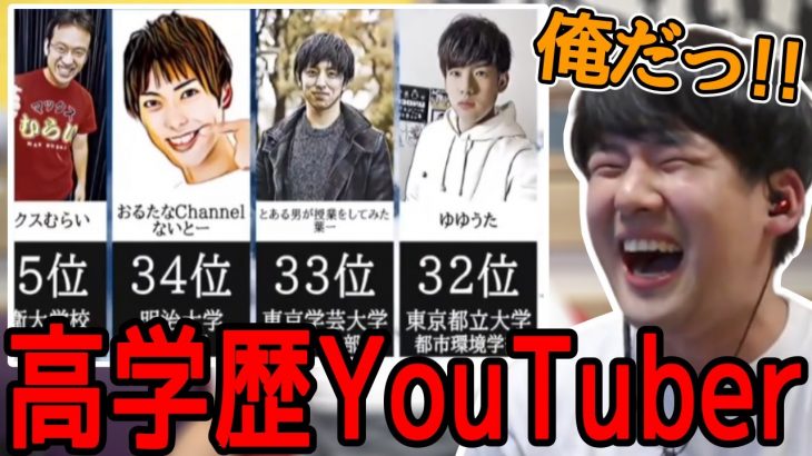 「YouTuber高学歴ランキング」を見るゆゆうた【2022/05/31】