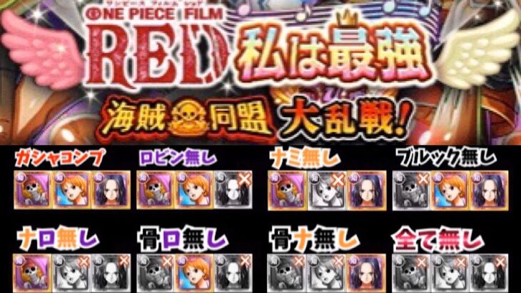 【FILM RED大乱戦】主要ガシャ限パターン別にパーティ考えてみた！！※決して参考にはならない