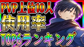 【#ハガモバ】強い人は使ってる！PVPガチ勢のキャラ使用率TOP6紹介！【鋼の錬金術師】最強キャラ/リセマラ/ガチャ/レベル上げ/マスタング、ヒューズ、エンヴィー