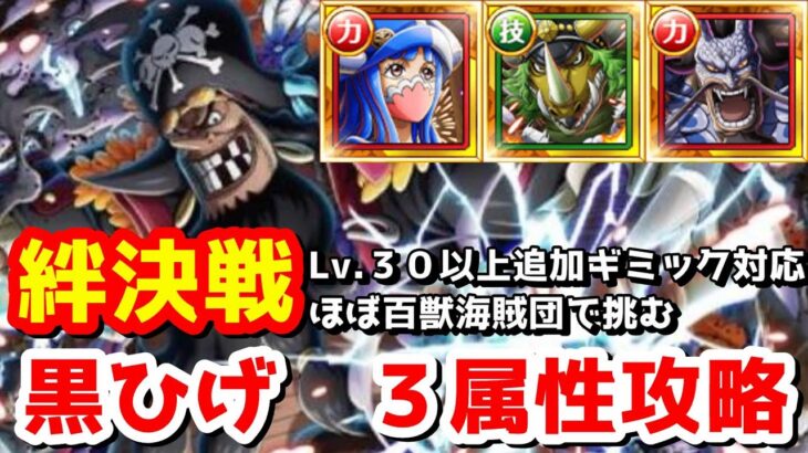 【トレクル】絆決戦VS黒ひげ☆１０を３属性攻略　追加ギミック対応　新キャラ無し　サポート無し