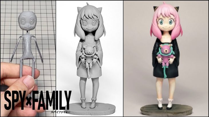 【SPY×FAMILY】アーニャ・フォージャーのフィギュアを作ってみた【24時間チャレンジ】How to make a figure of Anya Forger.【粘土】