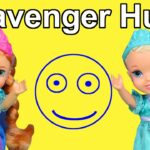 Scavenger hunt ! Elsa & Anna toddlers – riddles – puzzle – Barbie dolls