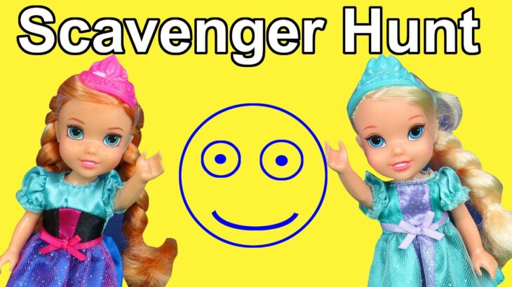 Scavenger hunt ! Elsa & Anna toddlers – riddles – puzzle – Barbie dolls